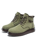 Nubuck Leather Boots with Perforated Upper