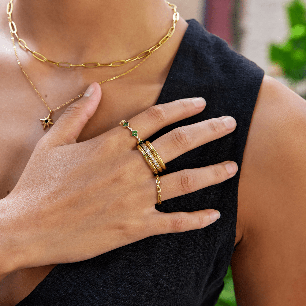 Vana Gold and Crystal Ring Trio