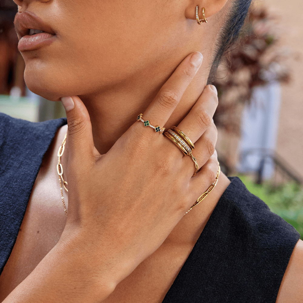 Vana Gold and Crystal Ring Trio