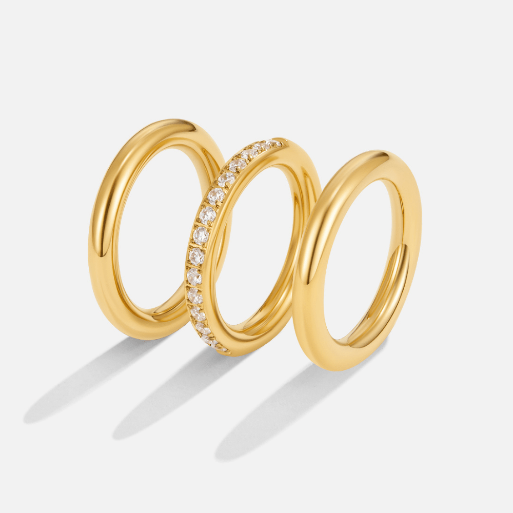 Vana Gold and Crystal Ring Trio