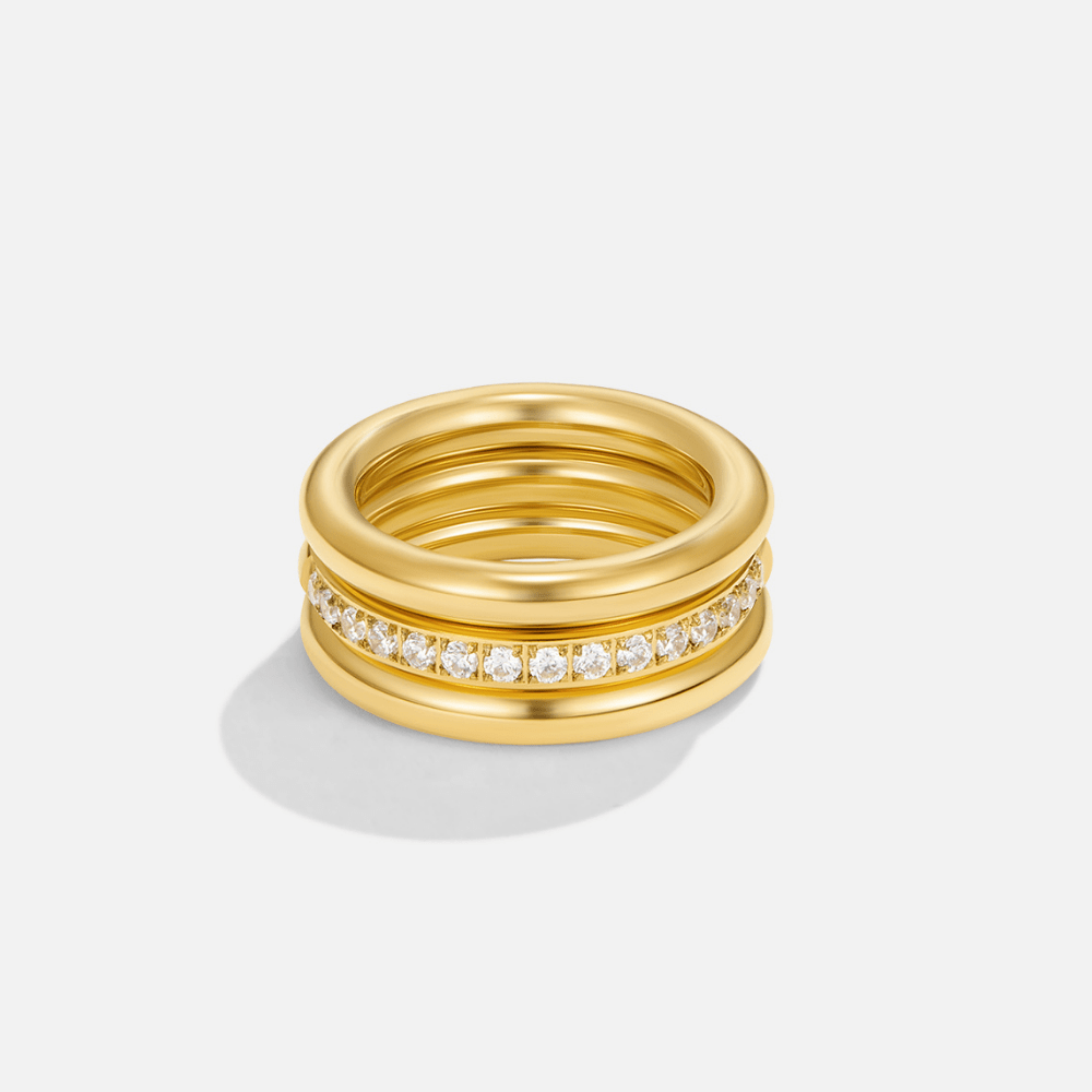 Vana Gold and Crystal Ring Trio