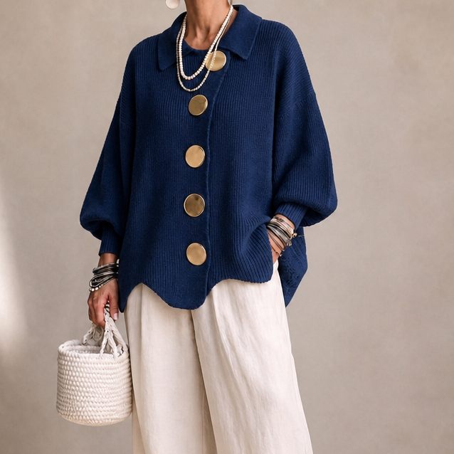 Beatrix – Scalloped Hem Chunky Collared Cardigan