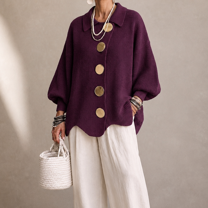Beatrix – Scalloped Hem Chunky Collared Cardigan