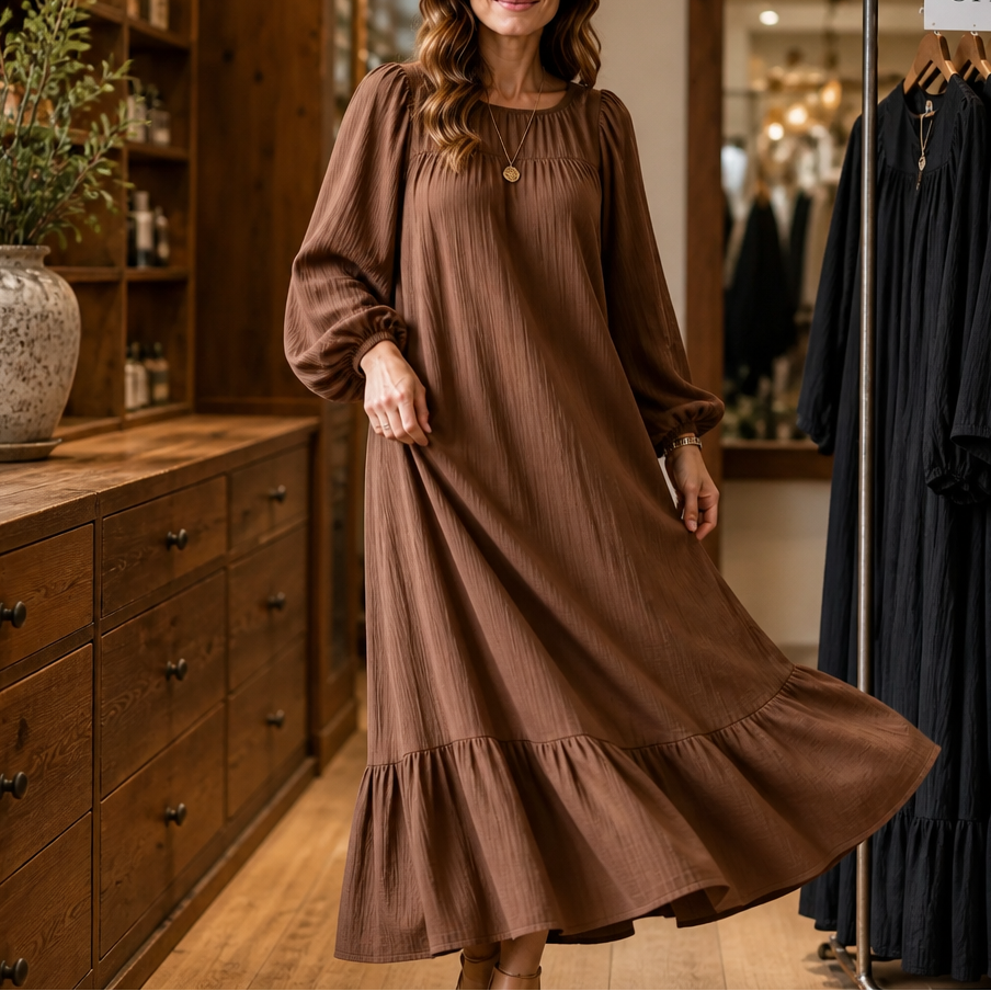 Delphine – Oversized Bishop Sleeve Boho Maxi Dress