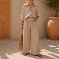 Isadora – Striped Two-Piece Lantern Sleeve Set
