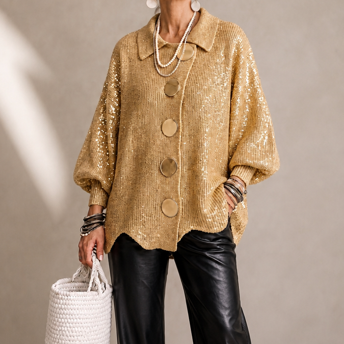 Beatrix – Scalloped Hem Chunky Collared Cardigan