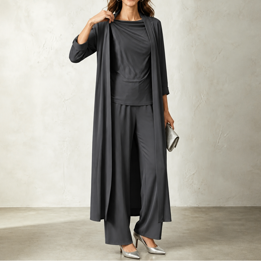Greta – Swing Collar Cardigan Wide-Leg Pants Set