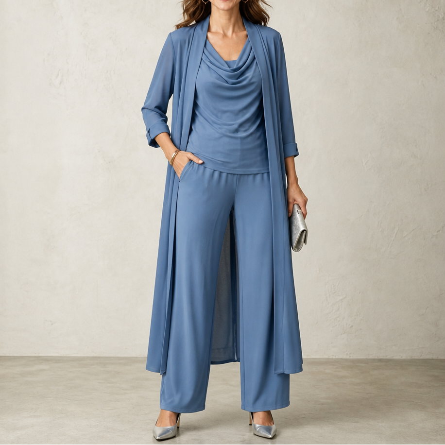 Greta – Swing Collar Cardigan Wide-Leg Pants Set
