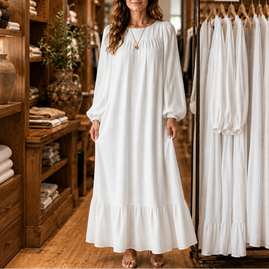 Delphine – Oversized Bishop Sleeve Boho Maxi Dress