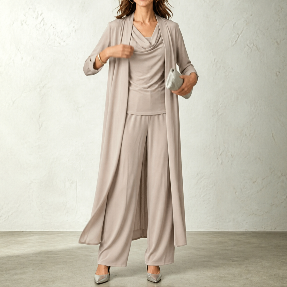 Greta – Swing Collar Cardigan Wide-Leg Pants Set