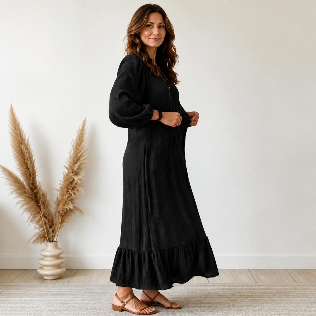 Delphine – Oversized Bishop Sleeve Boho Maxi Dress