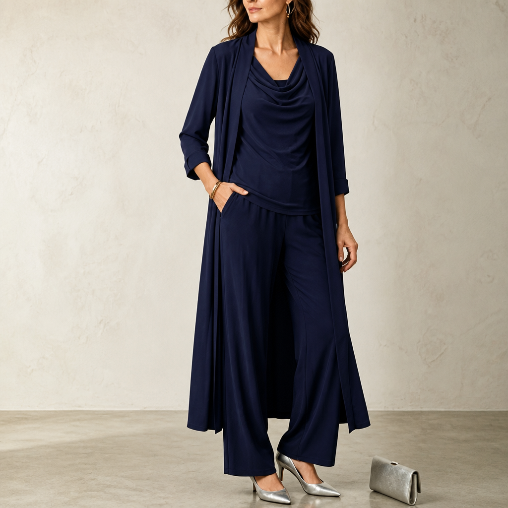 Greta – Swing Collar Cardigan Wide-Leg Pants Set