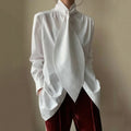 Women’s Scarf-Neck Blouse with Long Sleeves – Relaxed Draped Fit and Statement Tie for Elegant Everyday Styling