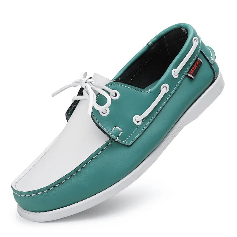 Leather Loafers with Color-Block Detail