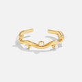 Gold Wavy Pearl Ring