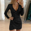 Sequin Wrap Evening Dress