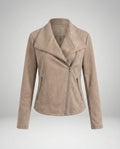Isabella - Women's Asymmetric-Zip Tailored Faux Suede Biker Leather Jacket