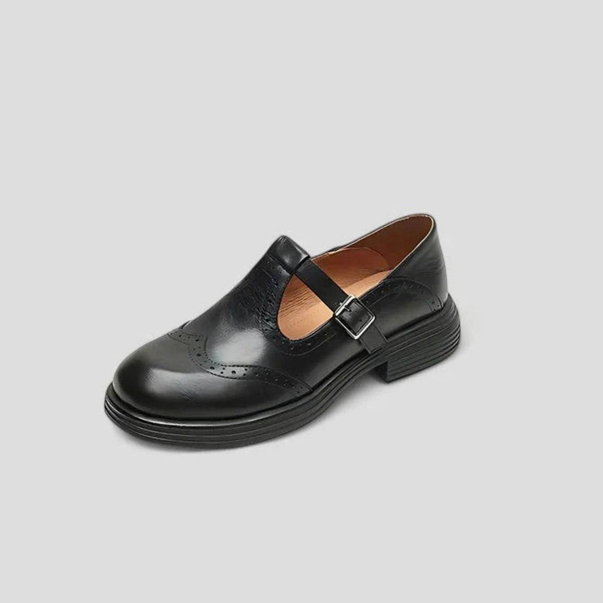 Mia - Women's Brogue Leather T-Strap Classic Boots