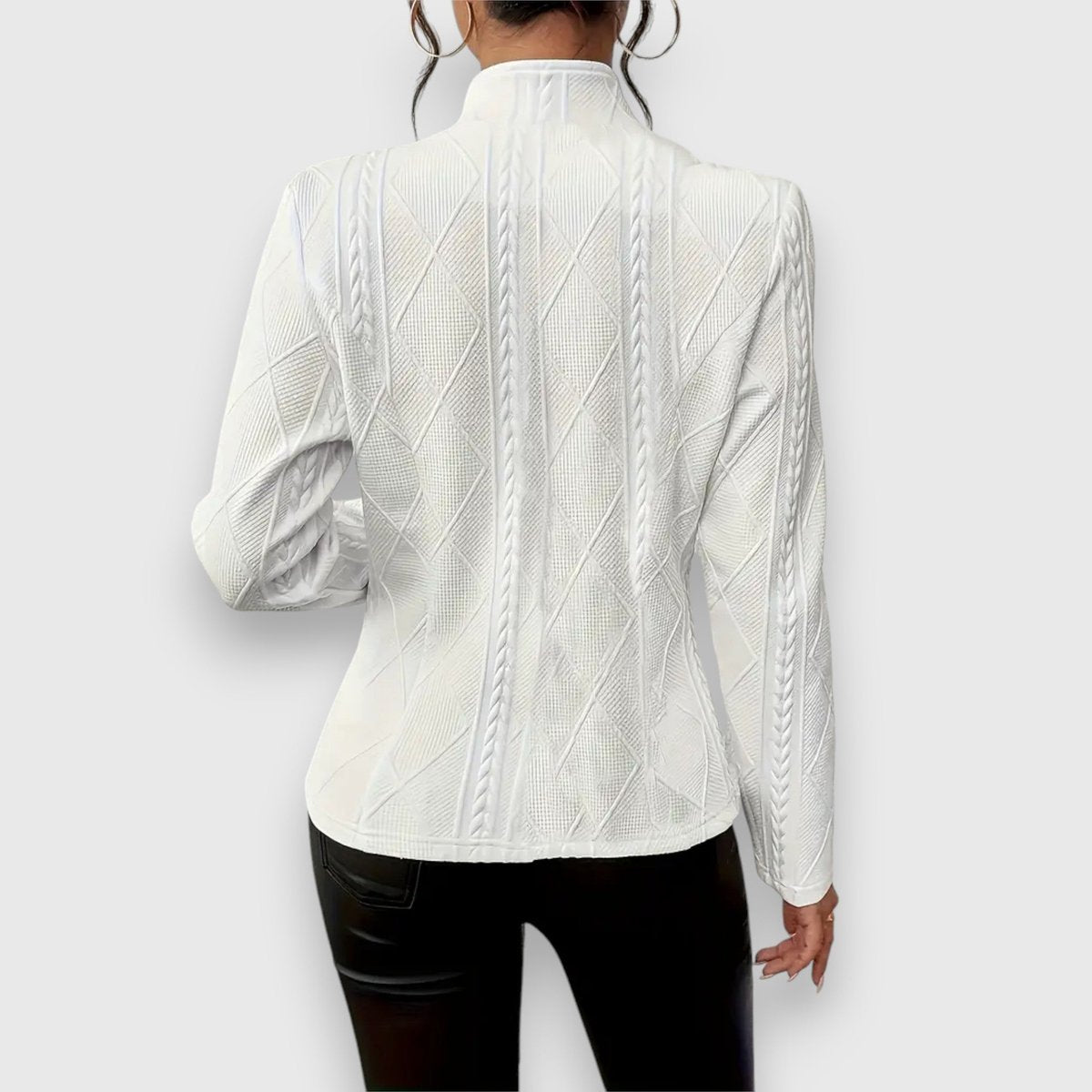 Scarlett - Women's Cable-Knit Mock-Neck Long-Sleeve Fitted Sweater