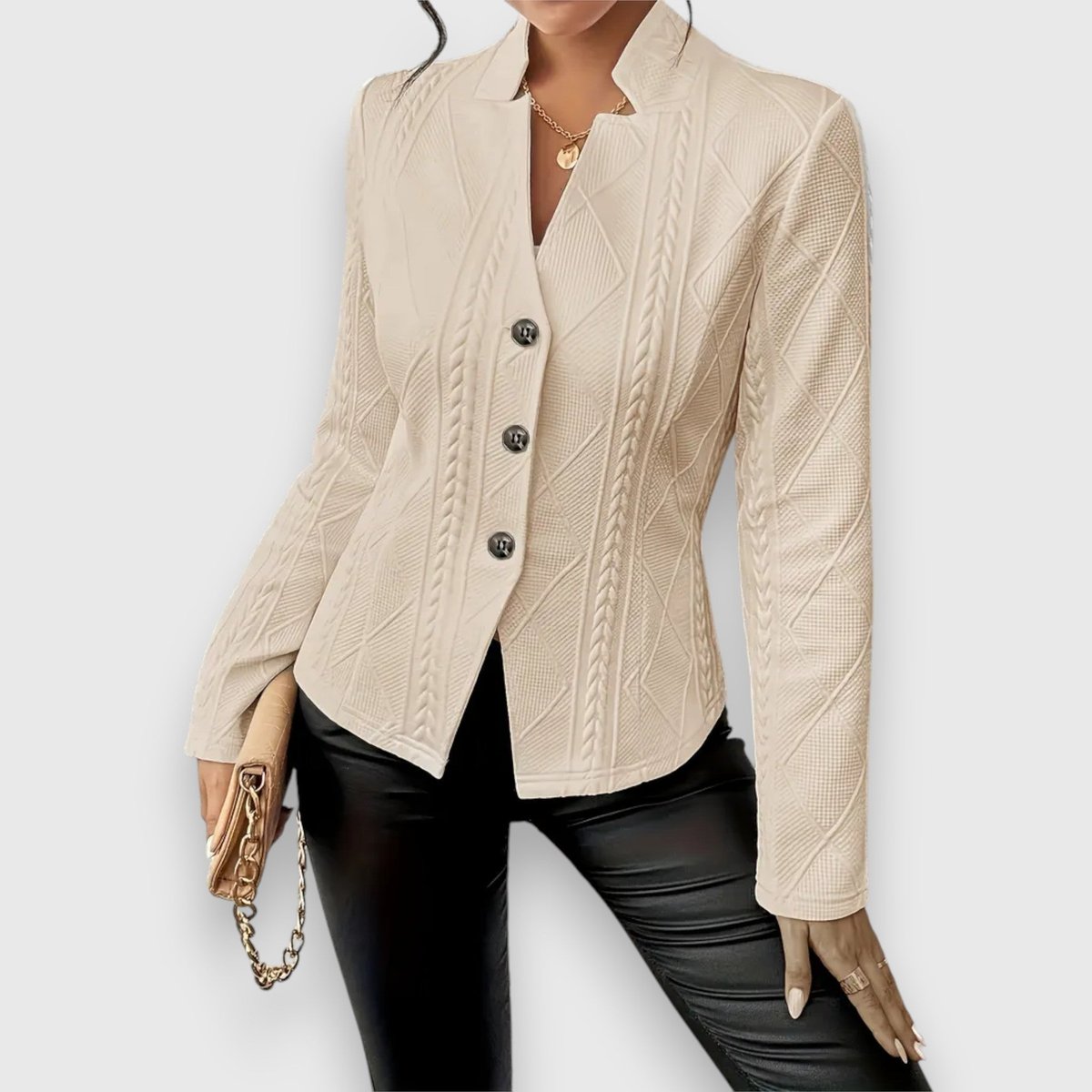 Scarlett - Women's Cable-Knit Mock-Neck Long-Sleeve Fitted Sweater