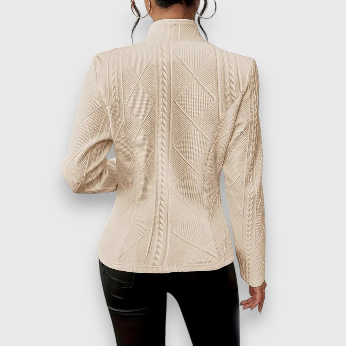 Scarlett - Women's Cable-Knit Mock-Neck Long-Sleeve Fitted Sweater