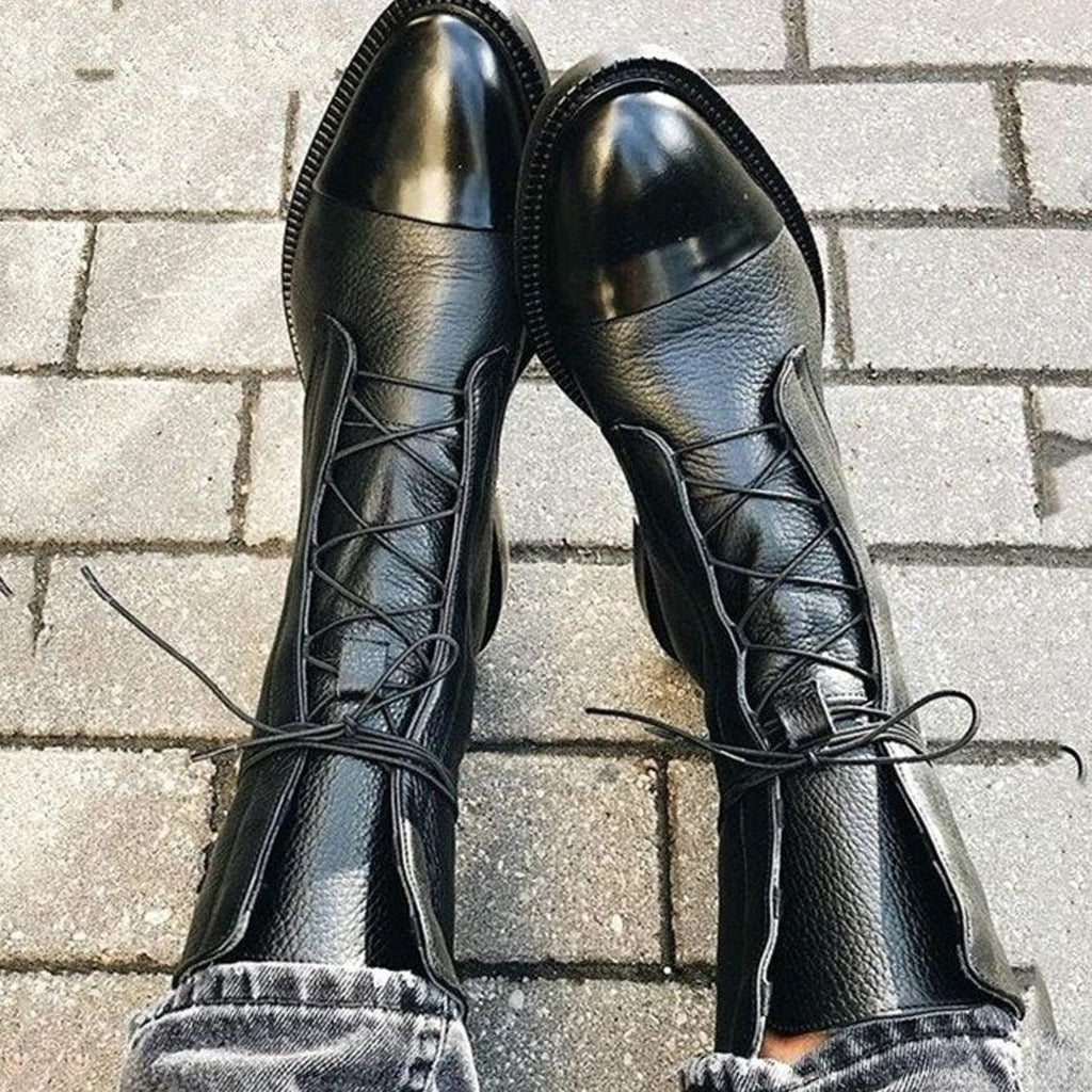 Evelyn - Women's Classic Leather Lace-Up Ankle Boots