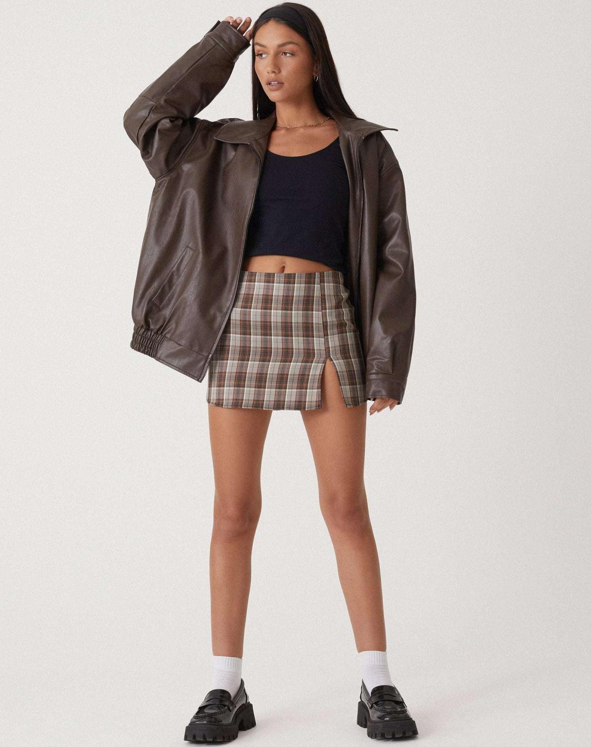 Oversized Leather Jacket with Modern Lines