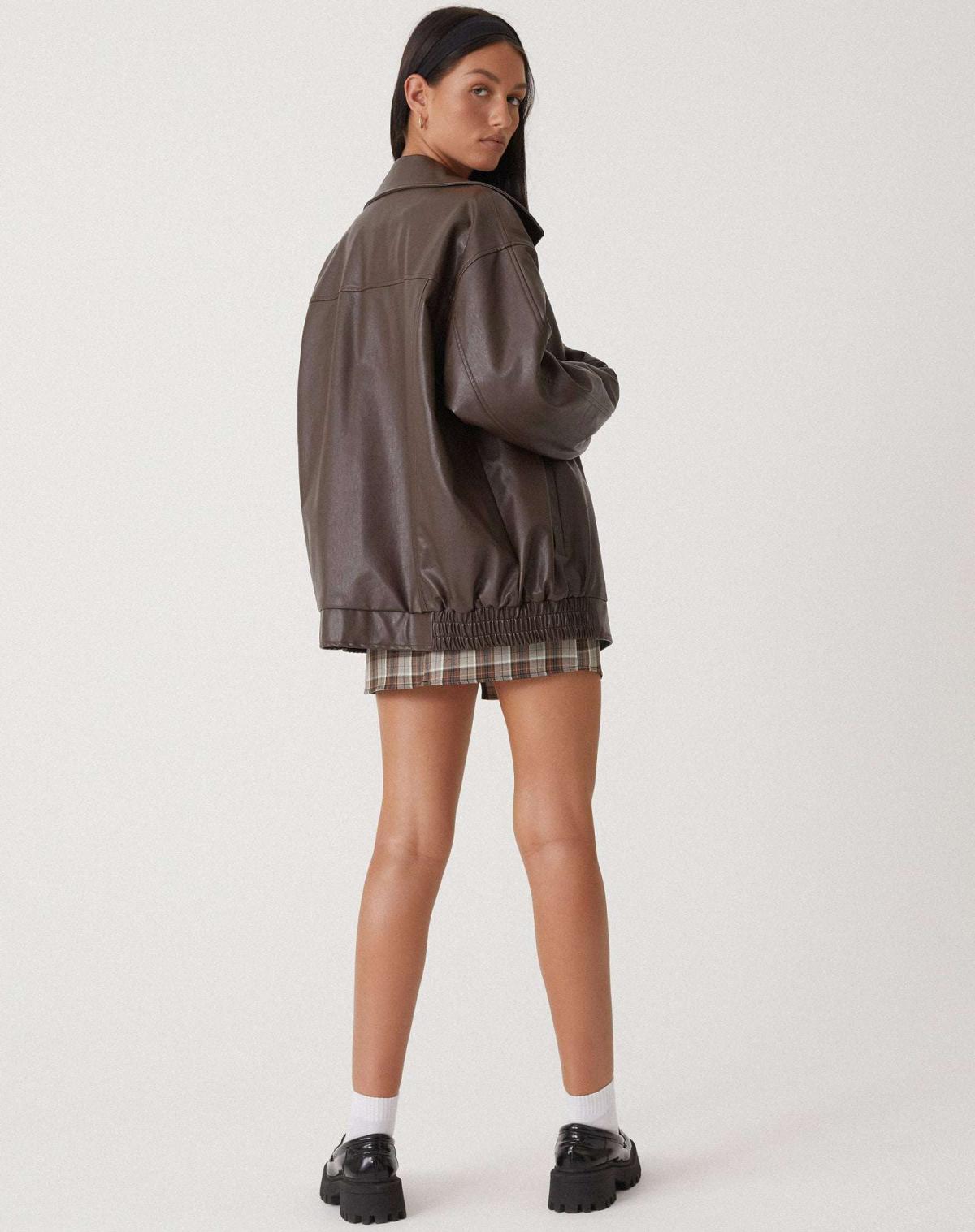 Oversized Leather Jacket with Modern Lines