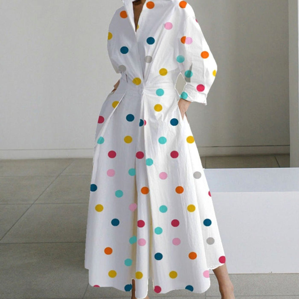Luna - Women's Collared Maxi Shirt Dress Newspaper Print Wrap Front