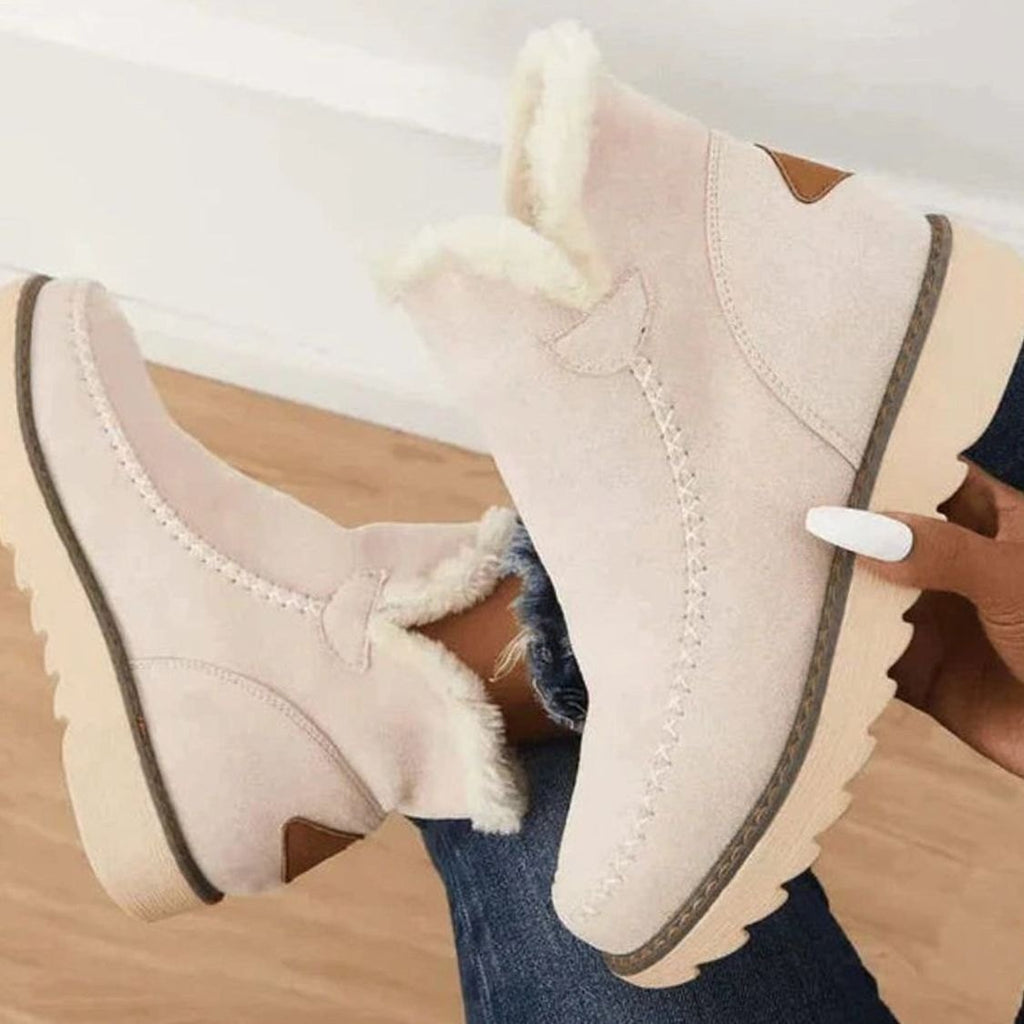 Emma - Women's Faux-Fur Lined Slip-On Warm Winter Ankle Boots