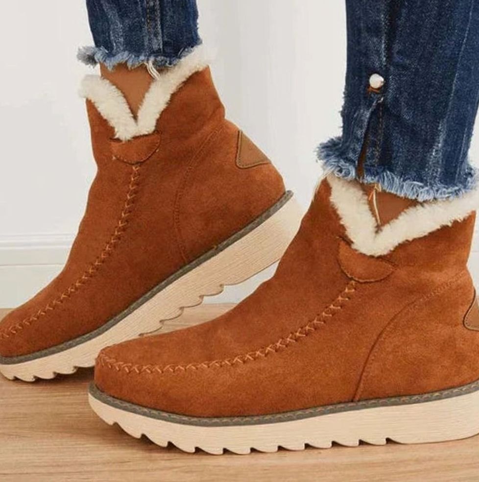 Emma - Women's Faux-Fur Lined Slip-On Warm Winter Ankle Boots