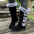 Harper - Women's Faux-Suede Fur-Trim Buckle Knee High Boots