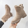 Aria - Women's Fleece-Lined Suede Slip-On Winter Ankle Boots