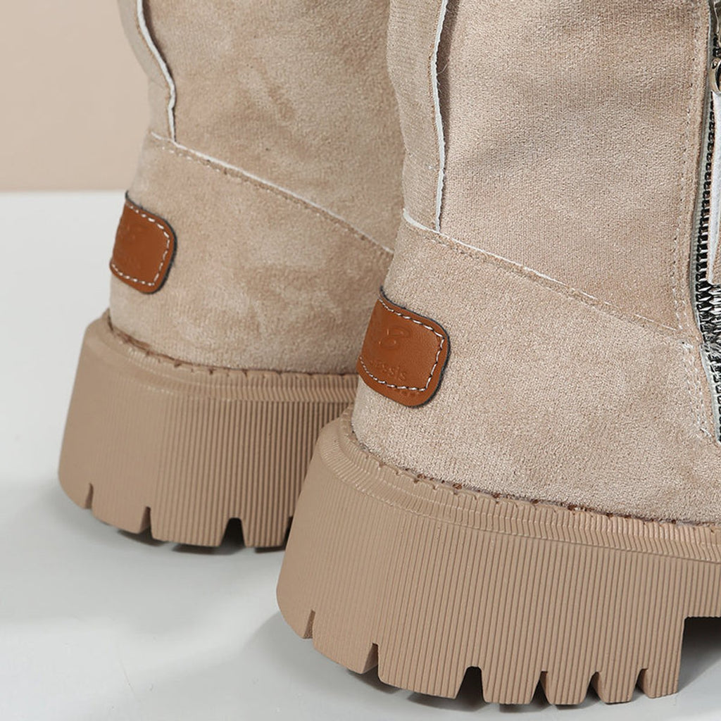 Aria - Women's Fleece-Lined Suede Slip-On Winter Ankle Boots