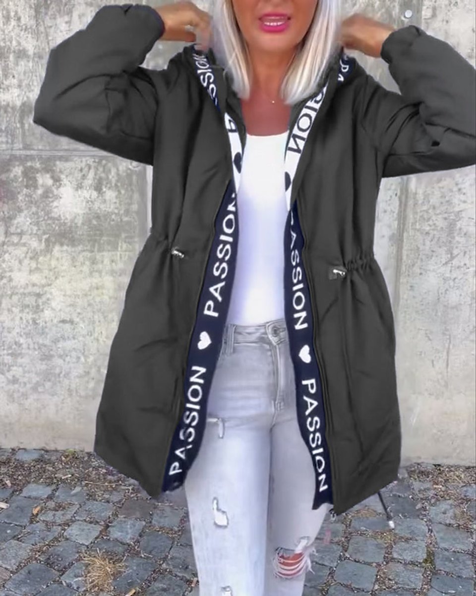 Aria - Women's Hooded Drawstring Midi Parka Coat
