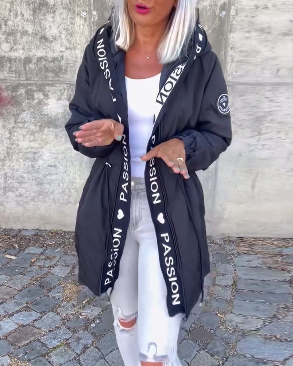 Aria - Women's Hooded Drawstring Midi Parka Coat