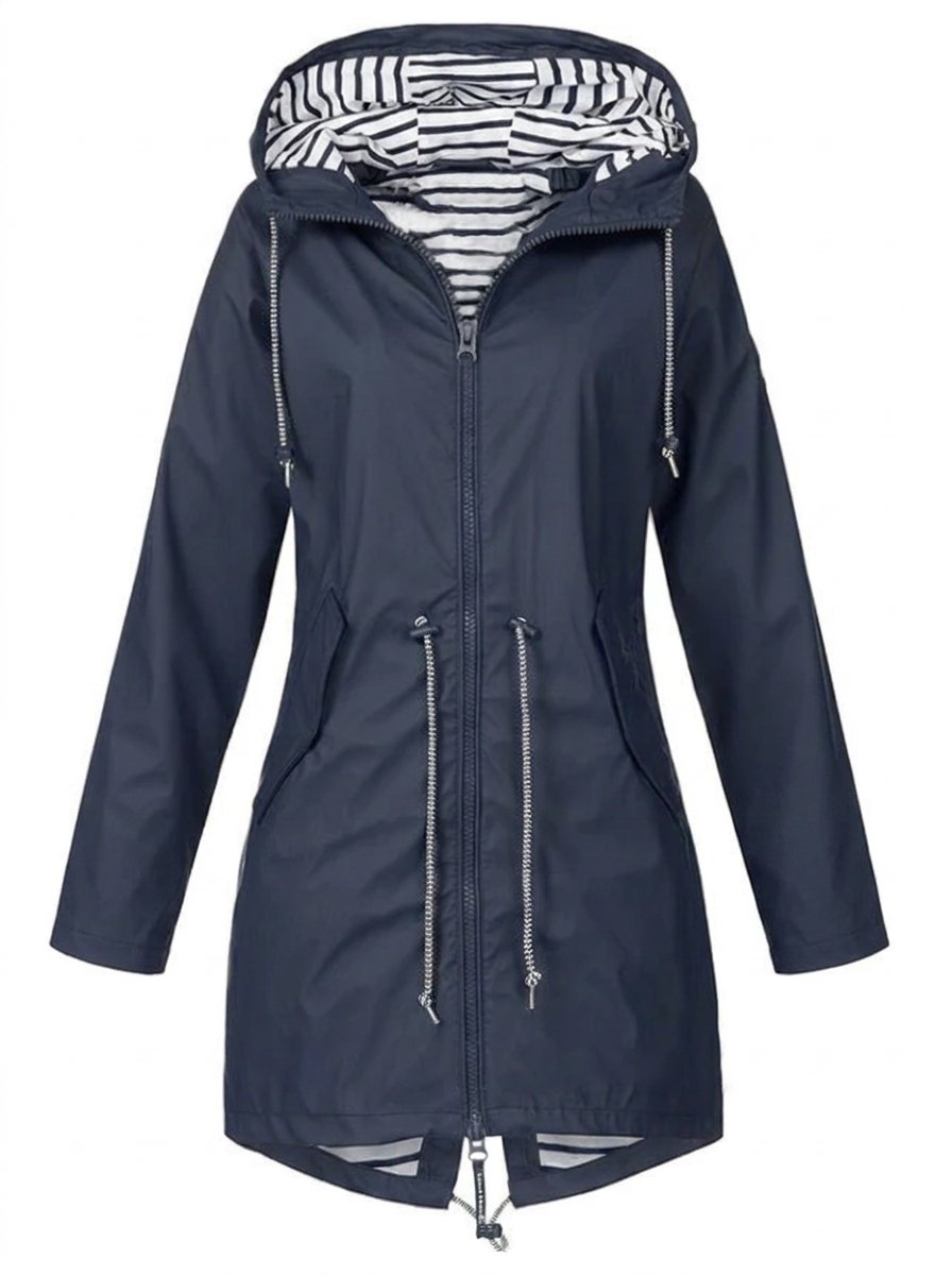 Victoria - Women's Hooded Drawstring Waterproof Rain Coat
