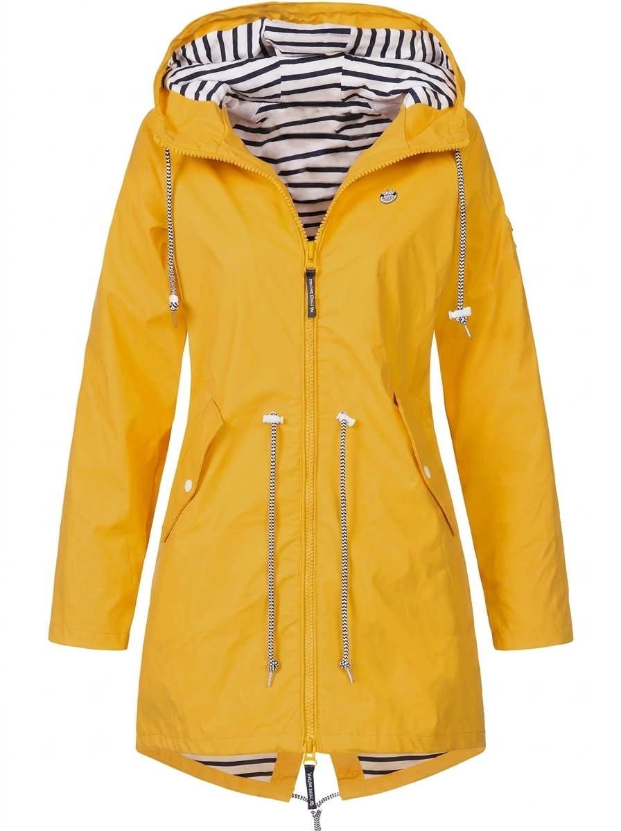 Victoria - Women's Hooded Drawstring Waterproof Rain Coat