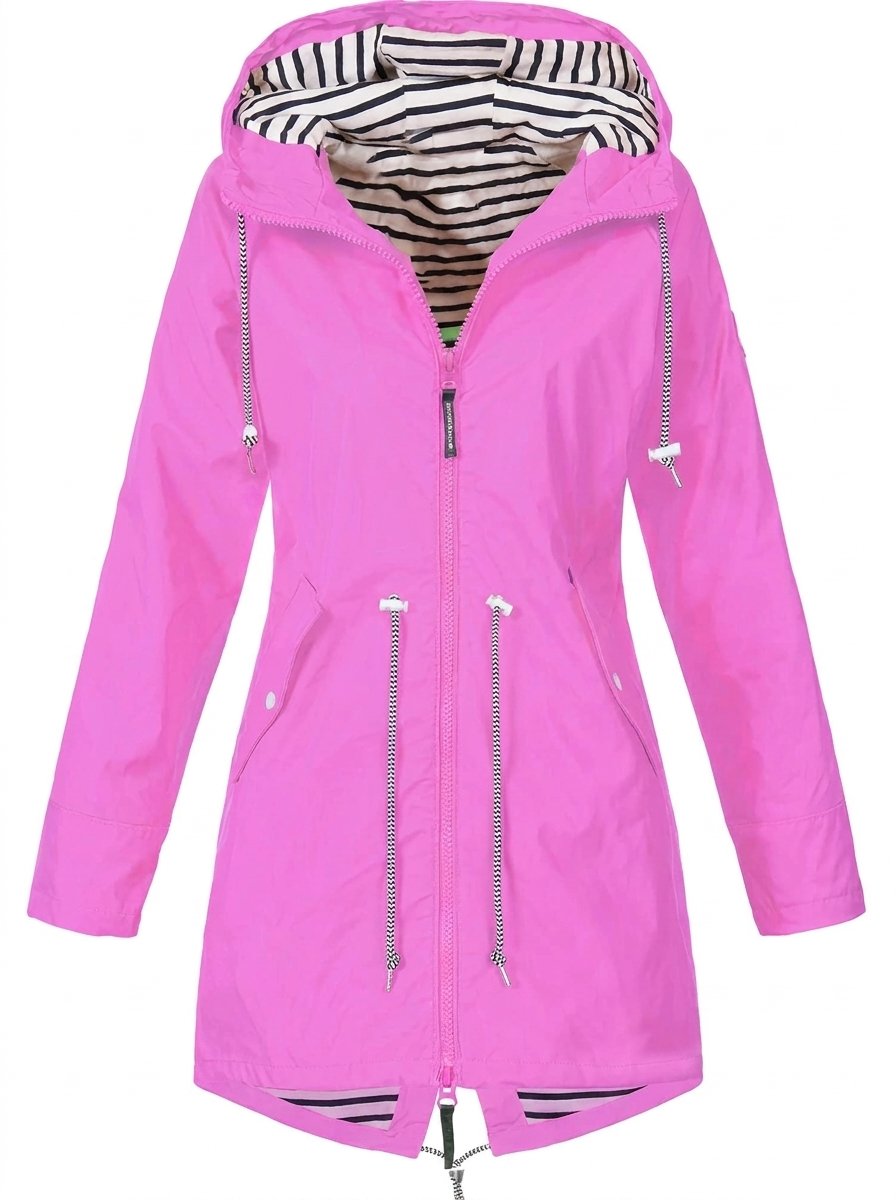 Victoria - Women's Hooded Drawstring Waterproof Rain Coat