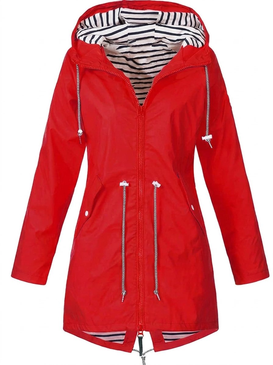 Victoria - Women's Hooded Drawstring Waterproof Rain Coat