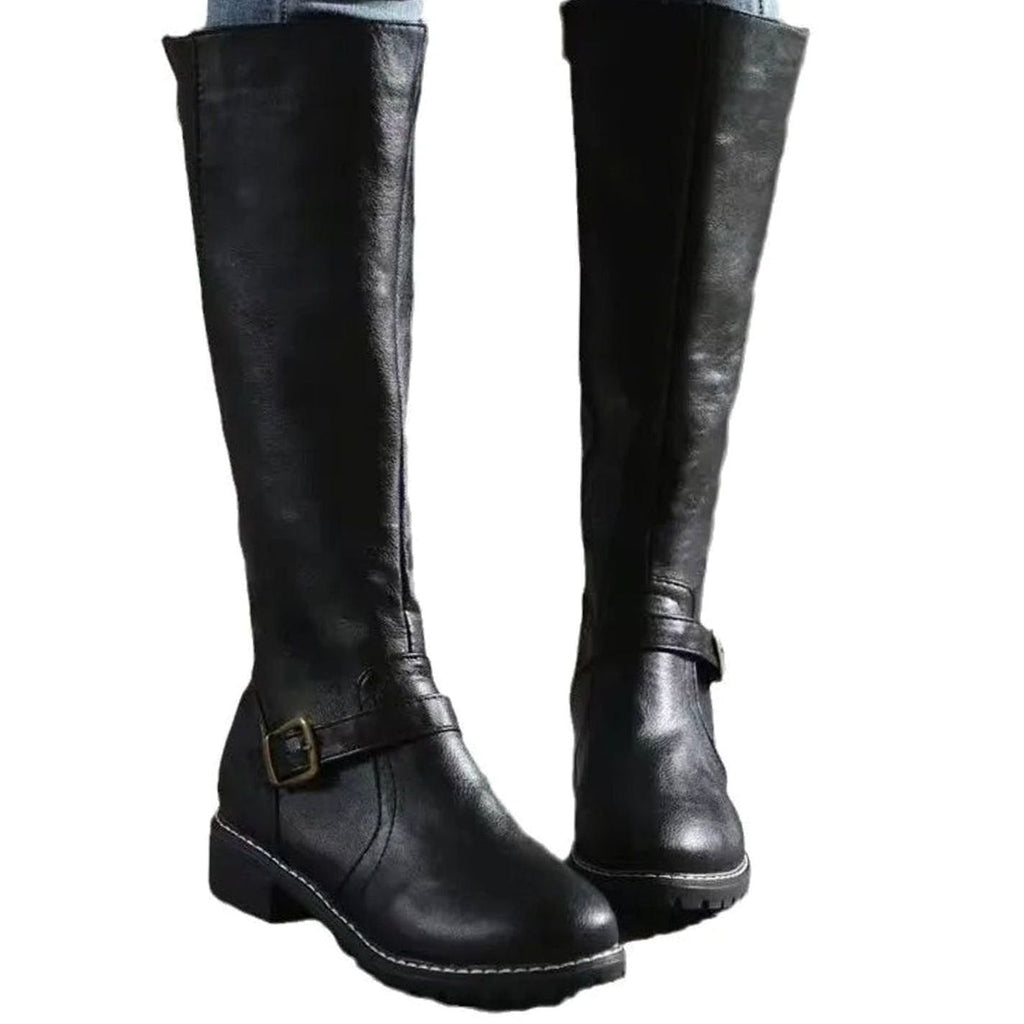 Sophia - Women's Knee-High Buckle-Strap Orthopedic Leather Boots