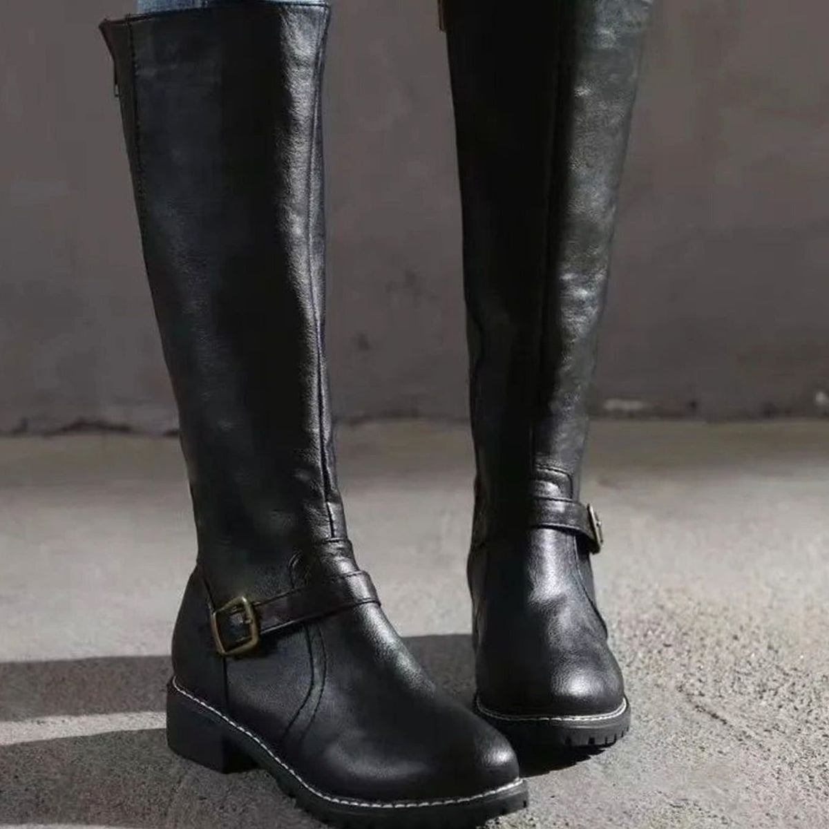 Sophia - Women's Knee-High Buckle-Strap Orthopedic Leather Boots