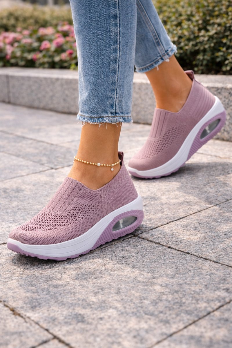 Luna - Women's Knit Slip-On Air-Cushion Walking Sneaker Boots