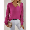 Women's V-Neck Openwork Sleeve Sweater