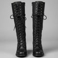 Layla - Women's Lace-Up Block Heel Studded Knee-High Boots