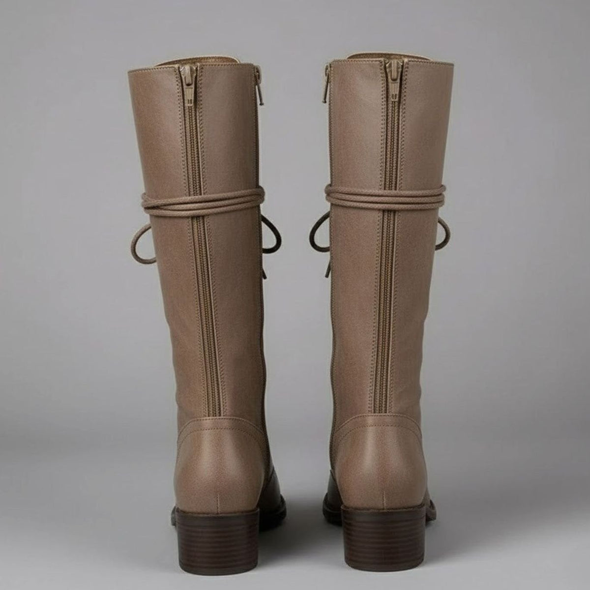 Layla - Women's Lace-Up Block Heel Studded Knee-High Boots