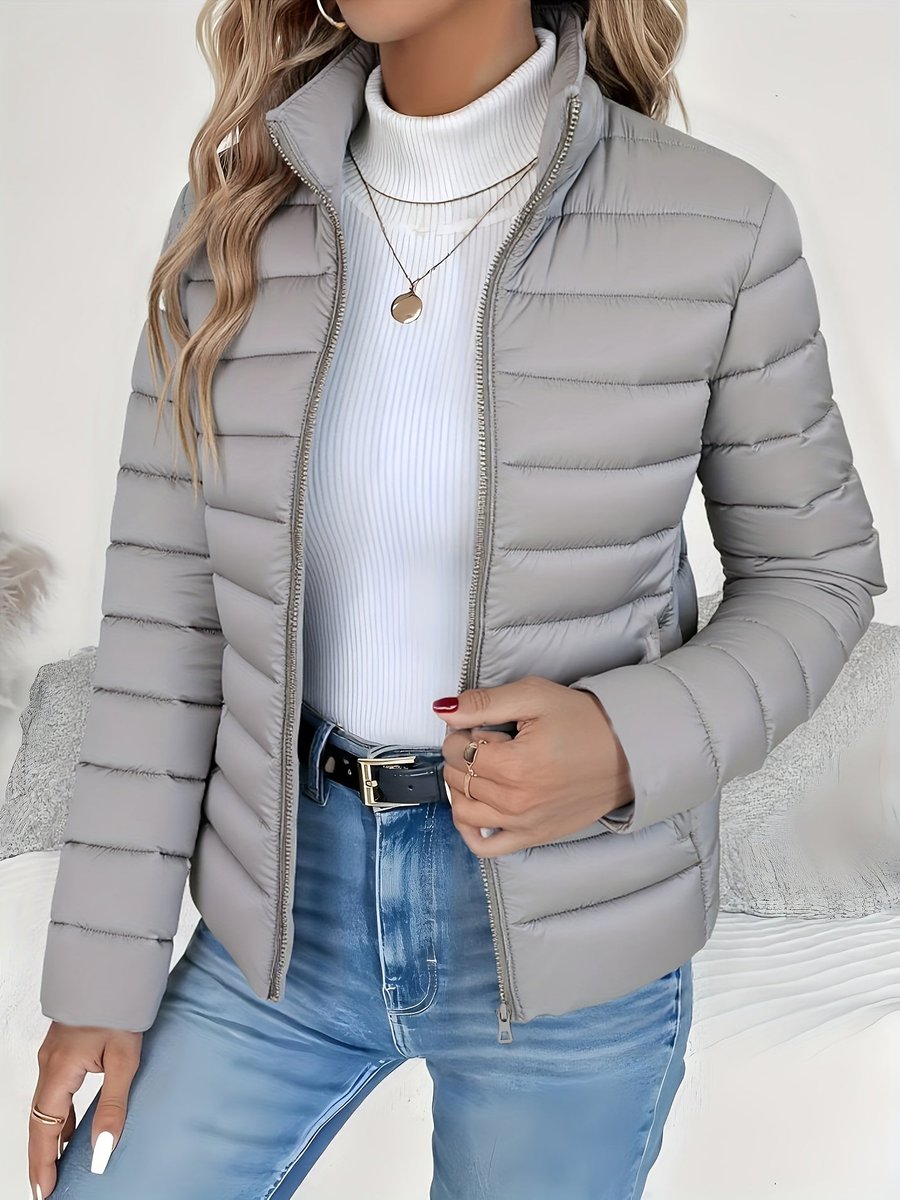 Eleanor - Women's Lightweight Quilted Puffer Coat Stand Collar Zip-Up Jacket