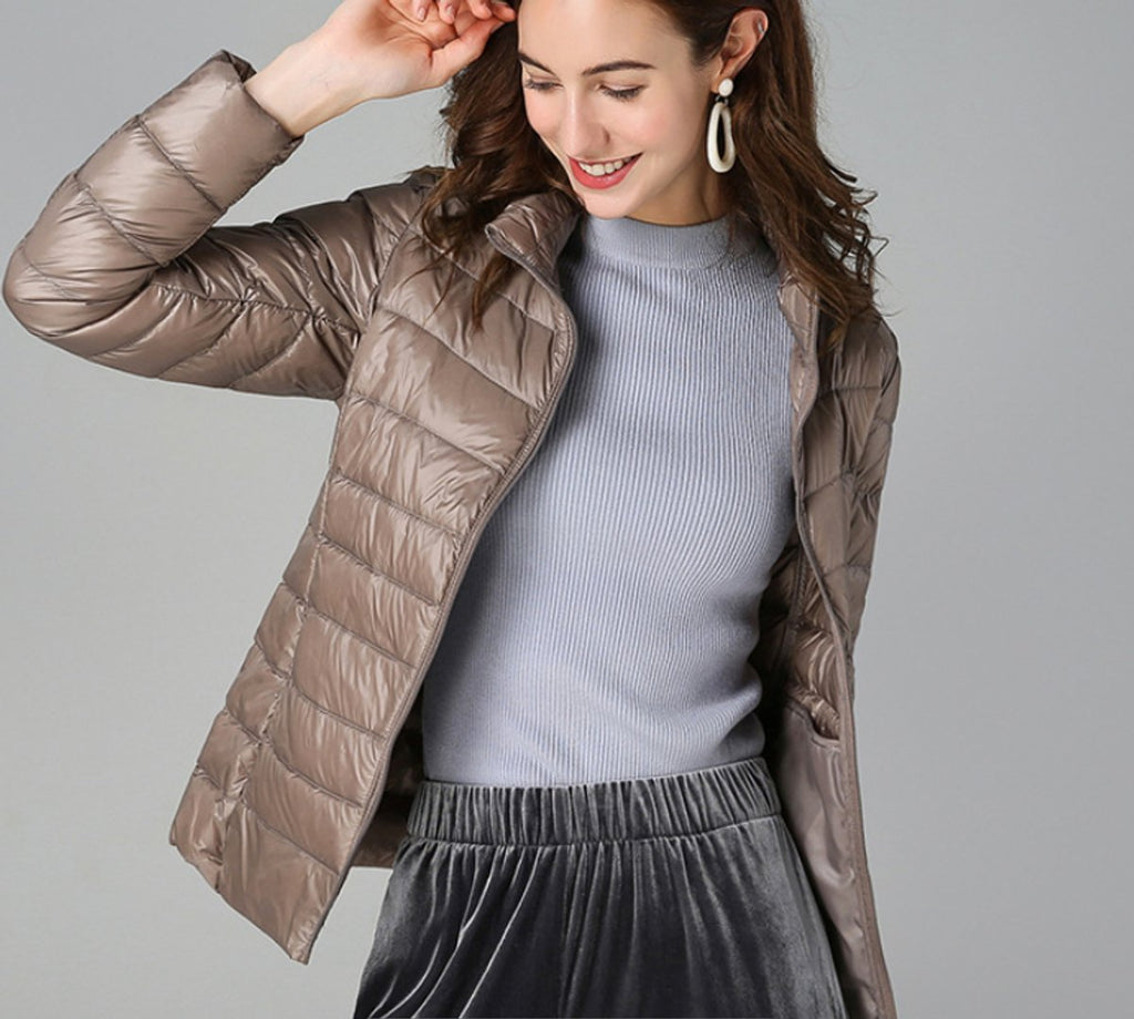 Eleanor - Women's Lightweight Quilted Puffer Coat Stand Collar Zip-Up Jacket
