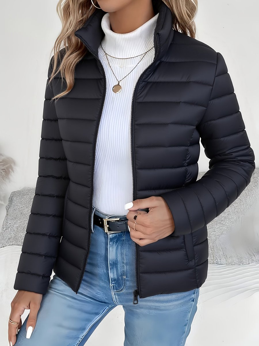 Eleanor - Women's Lightweight Quilted Puffer Coat Stand Collar Zip-Up Jacket