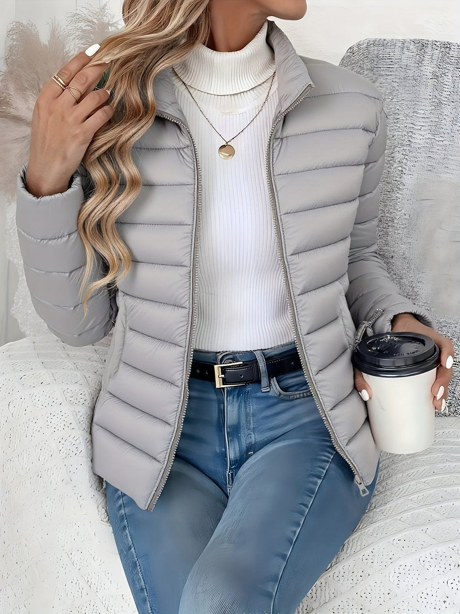 Eleanor - Women's Lightweight Quilted Puffer Coat Stand Collar Zip-Up Jacket